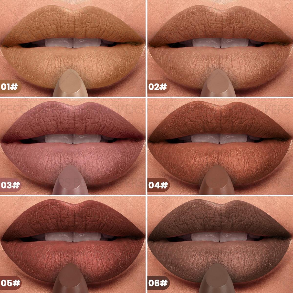 1PC Matte Brown Lipstick Color Stick - Non-stick Cup, Suitable for Autumn and Winter Makeup, High Pigmentation, Silky Smooth, Nude Makeup, Perfect Christmas Gift