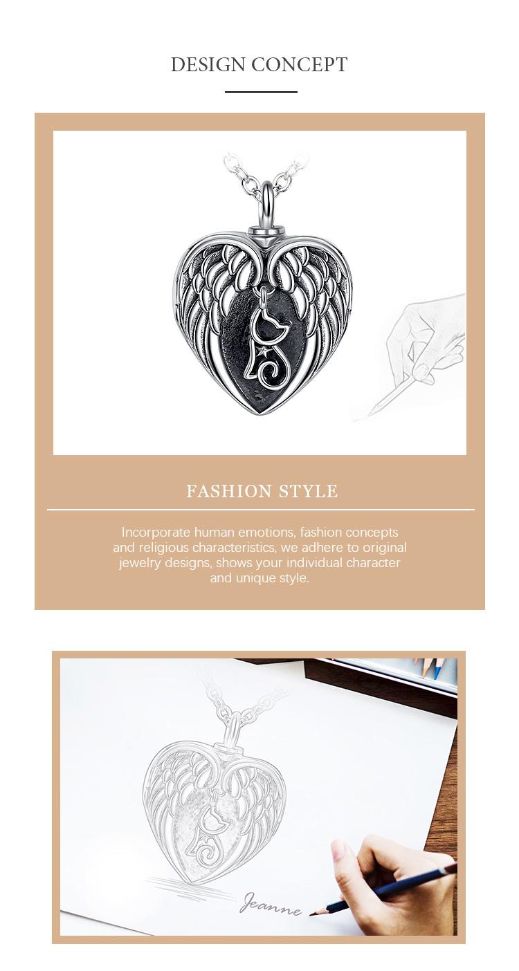 S925 Sterling Silver Locket Cremation Necklace with Angel Wings, Ashes Keepsake Pendant, Customize Photo Urn Jewelry, Memorial Gift for Loss S925 Sterling Silver Locket Cremation Necklace with Angel Wings, Ashes Keepsake Pendant, Customize Photo Urn Jewelry, Memorial Gift for Loss