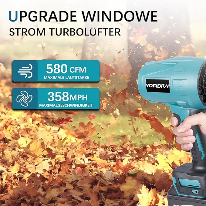 Turbo Jet Blower, Wireless Powered Mini Jet Blower, Impact Portable Snow Removal Device for Cars, Battery with 2*4000mAh Batteries, 576 km/h Brushless Snow Blower, 28000 RPM for Blowing Leaves, Snow, Dust, Blowing Force 1.2 kg (Blue) Tool Kit