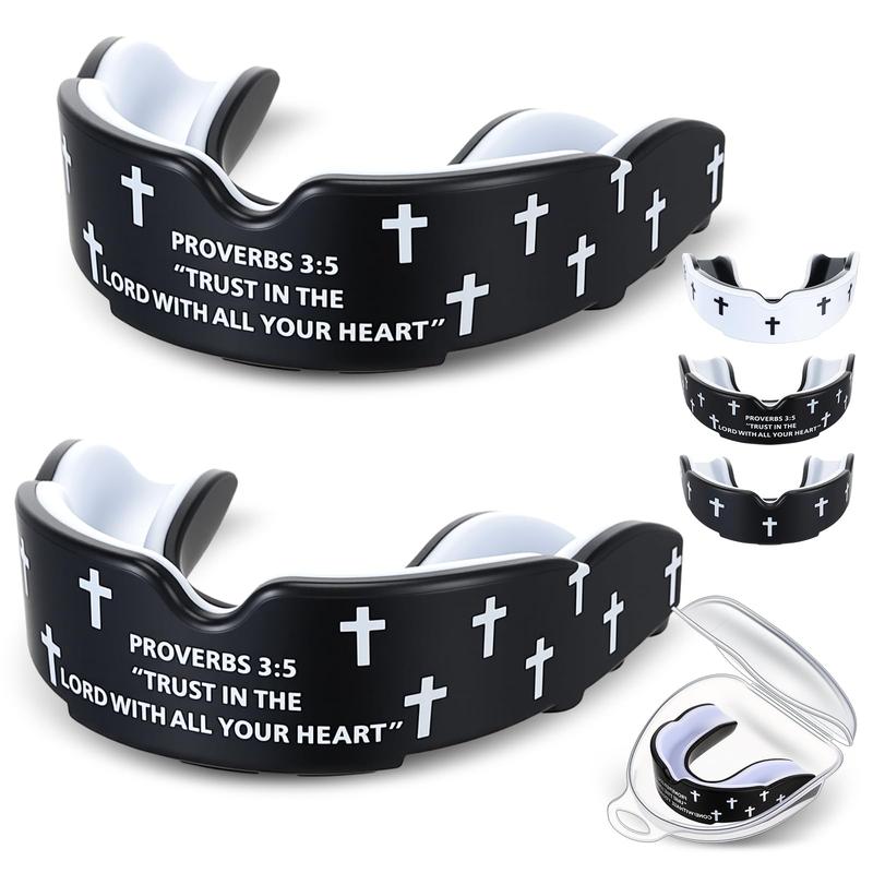 Mouth Guard - Faith Cross Mouthguard with Case, Religious Adult Mouth Guards Braces for Football Boxing Basketball Lacrosse Hockey and All Contact Sports