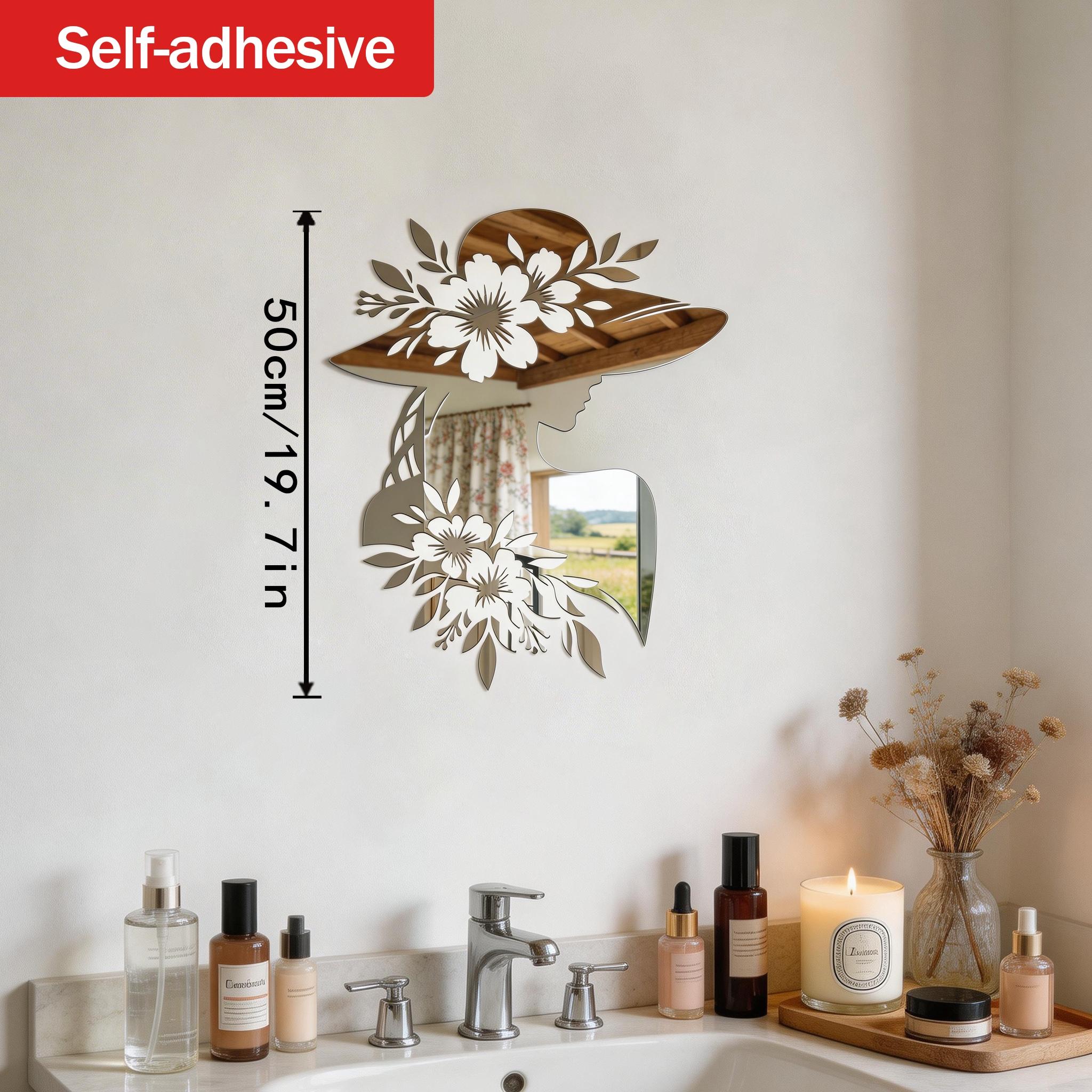 Artistic Self-Adhesive Wall Mirror, Goddess Silhouette Design, French Luxury Style Decorative Hanging Piece, Home Decoration Gift