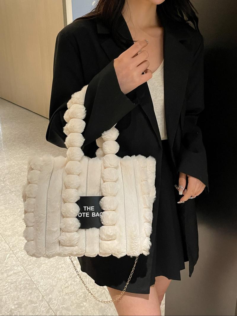 Plush Satchel Handbag for Women, Fall & Winter Fashion Accessory, Soft Plush Design Ideal Gift, Daily Use Casual Style Bag, Handheld Bag Purse