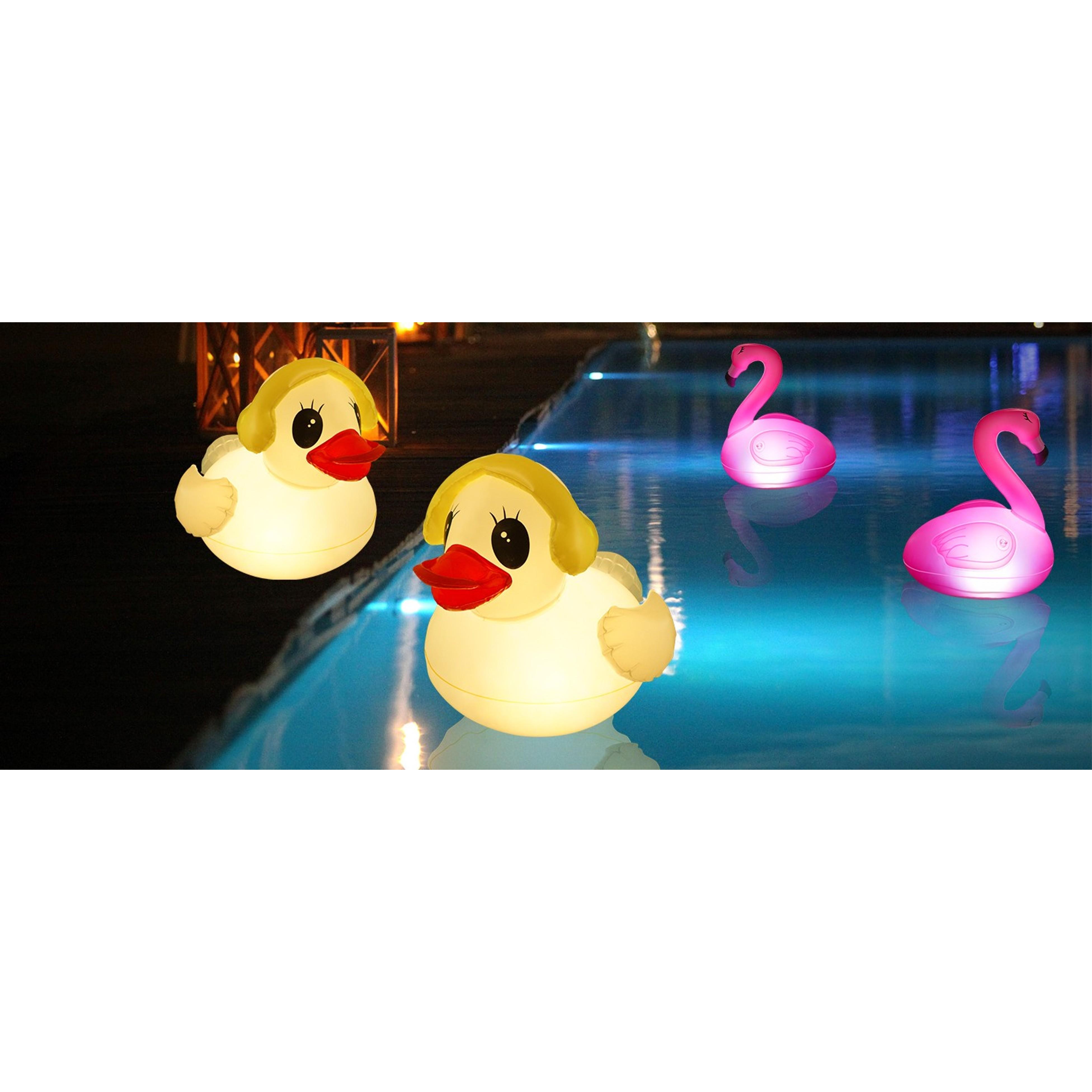 2 Pack Solar Floating Flamingo Pool Lights, Waterproof Glow in The Dark Inflatable Solar Powered Flamingo Lights for Swimming Pool Party Garden Patio Outdoor Decor