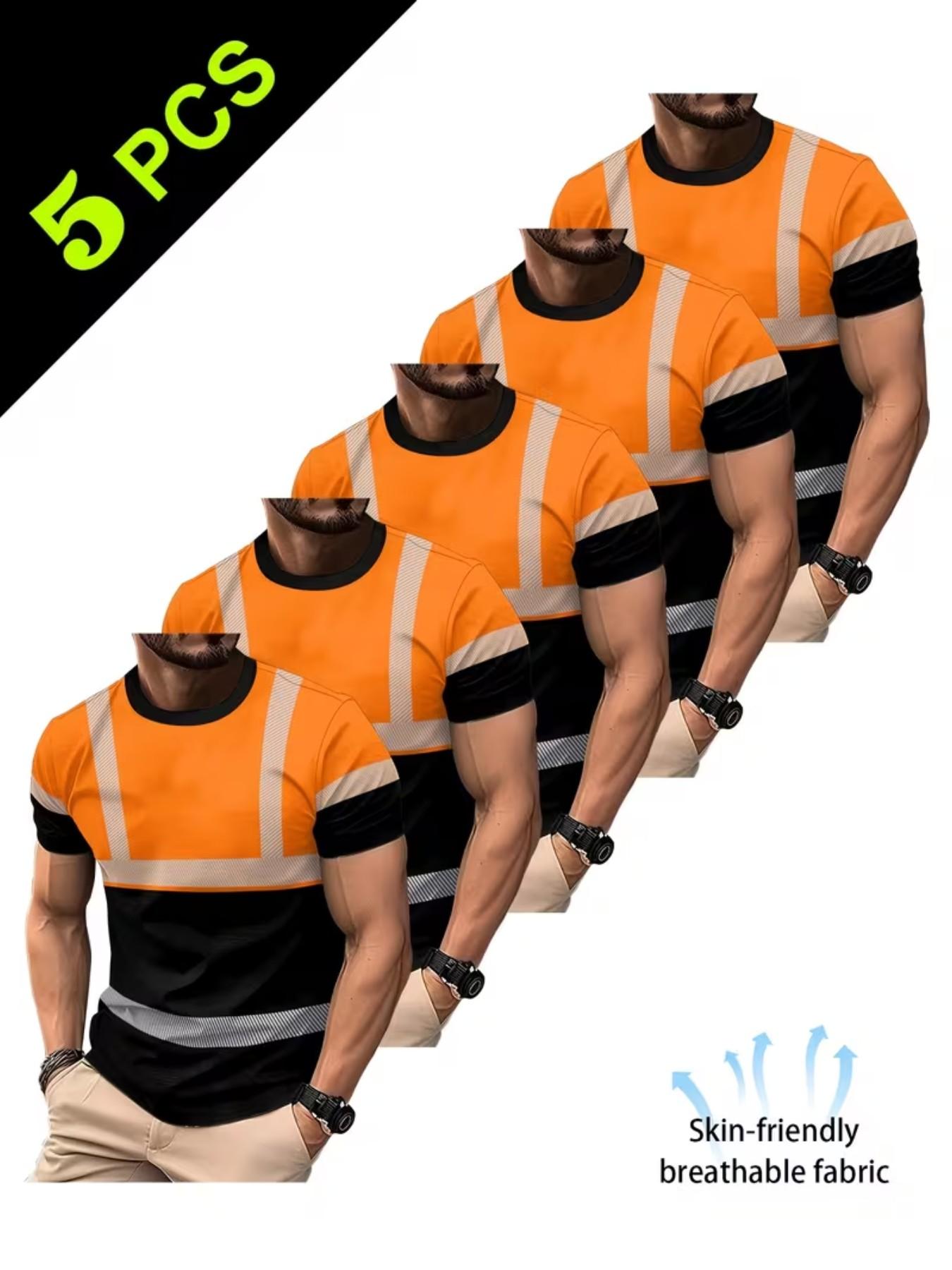 Safety Short Sleeve T-Shirt Set, Work Protection Gear, Work Safety Equipment, Breathable and Durable, Casual Graphic Tee, H-Type Silhouette, No Collar