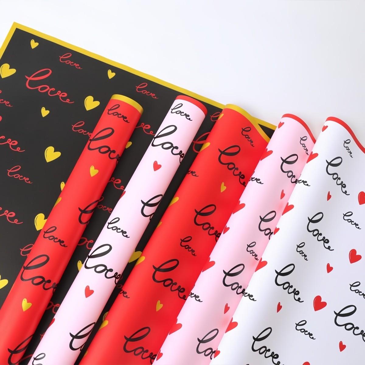5/20 Sheets New Love Heart Magic Border Bouquet Packaging Paper, Waterproof Durable Korean Paper, Valentine's Day, Wedding, Mother's Day Gift Decorations