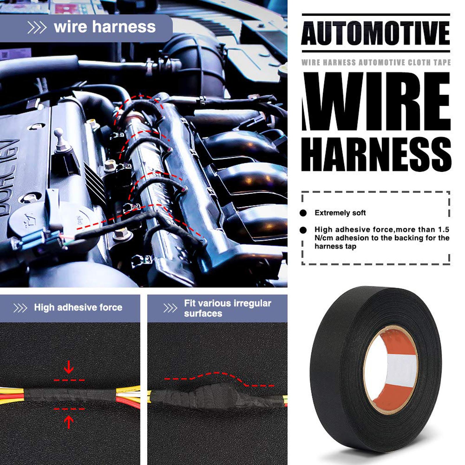 [Buy 1 Get 1]Wire Harness Automotive Cloth Tape,High Temperature Resistance Flame Retardant Waterproof Insulation Tape,Adhesive High Noise Resistance Heat Proof Chemical Fiber Fabric Electrical Tape for Wrapping Wiring Harness,Cable Protective,MirrorZone.