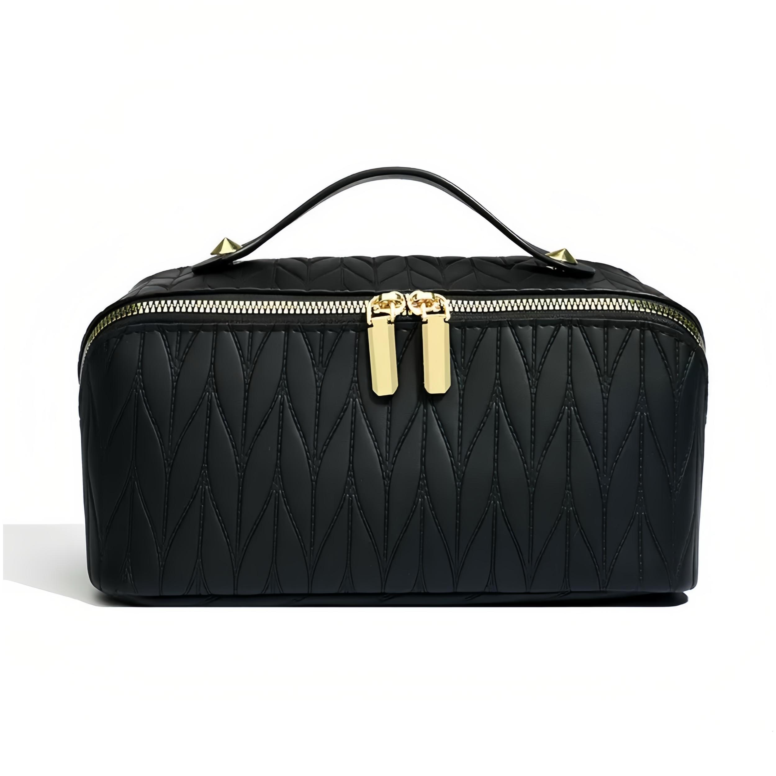 Large Capacity PU Cosmetic Salon-Grade Organizer Bag for Travel Waterproof Valentine's Day Gift Vegan Leather Makeup Pouch Portable Toiletry Bag for Women Makeup Case Jewelry Organizer Box Handheld Cosmetic Pouch Girlfriend Present Minimalist Large Capacity PU Cosmetic Salon-Grade Organizer Bag for Travel Waterproof Valentine's Day Gift Vegan Leather Makeup Pouch Portable Toiletry Bag for Women Makeup Case Jewelry Organizer Box Handheld Cosmetic Pouch Girlfriend Present Minimalist