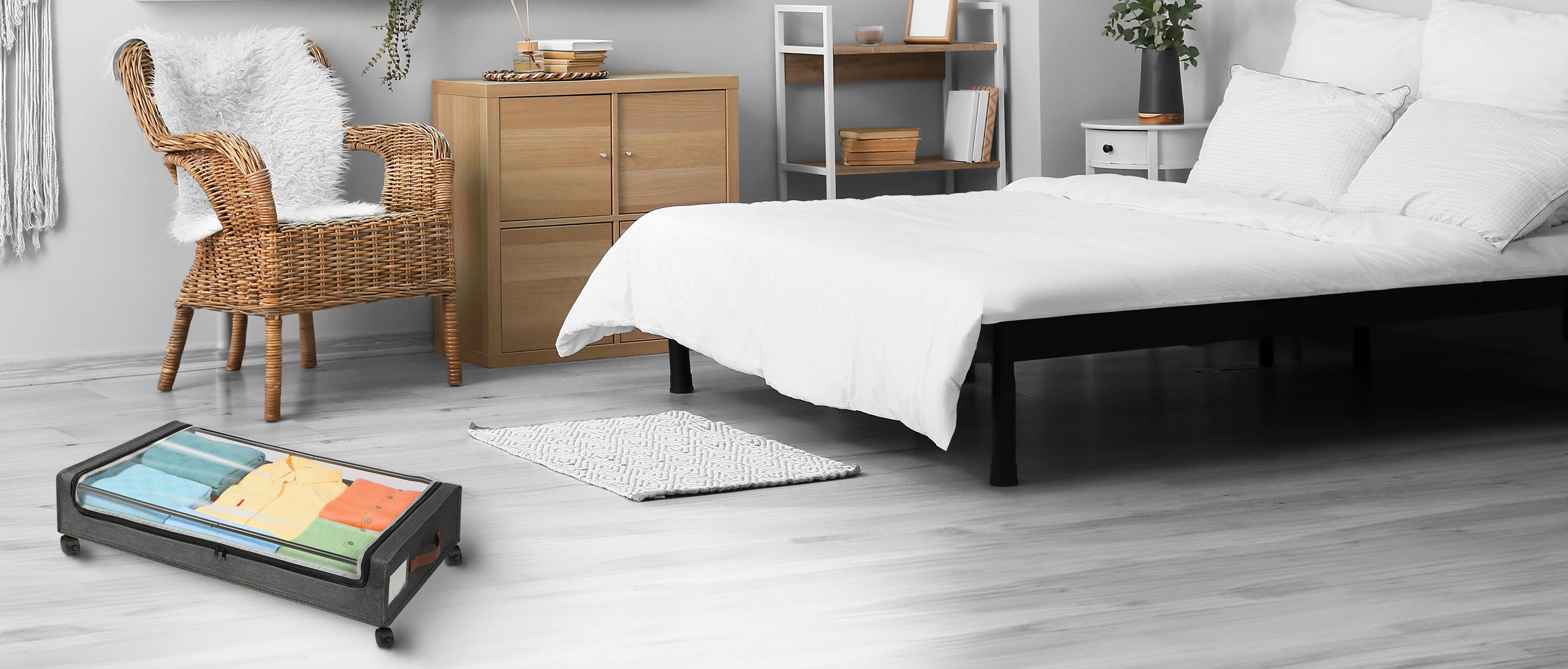 Spring Special: Yecaye 2PC Hidden Under-Bed Movable Storage Bins – Unlock the Forgotten and Wasted Storage Space! High Quality Fabric Heavy Items