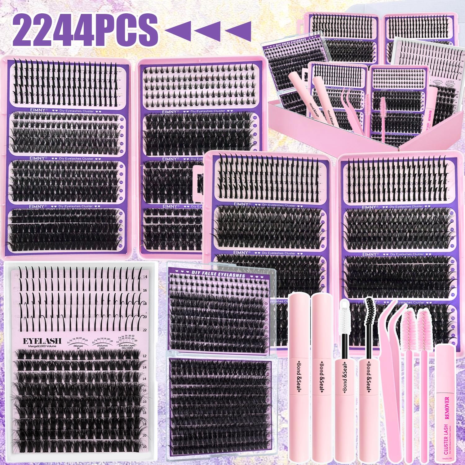 2244/800/244Pcs Spikes Lash Clusters, Ultra-Thick Lash Extension with Spiky and Bottom Lash, Volume Individual Eyelash Extensions, 10-18mm Lengths Reusable DIY Manga Anime Fluffy Lashes, D Curl Fairy Spiky Lash for Dramatic Everyday