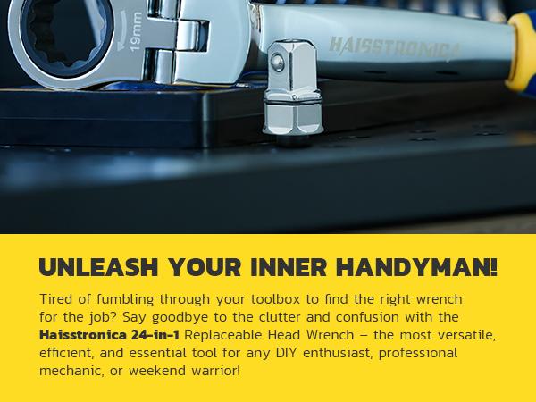 haisstronica 24-in-1 Flex Head Ratchet Wrench Set – Metric & SAE Tools for Auto Mechanics, Men, and Christmas Gifts