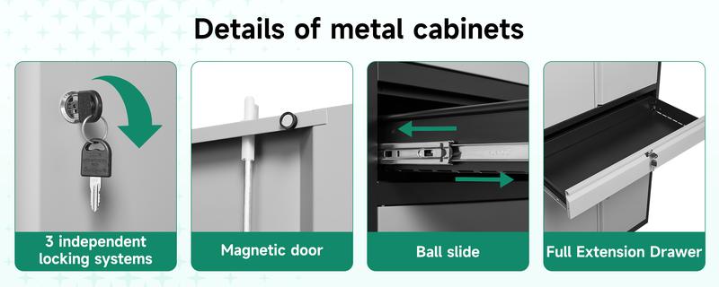 Letaya Metal Garage Storage Cabinet with Wheels, 72” Rolling Tool Cabinet, 4 Door Locks, Adjustable Shelves & Drawer for Home Office Utility Room Furniture Lockable