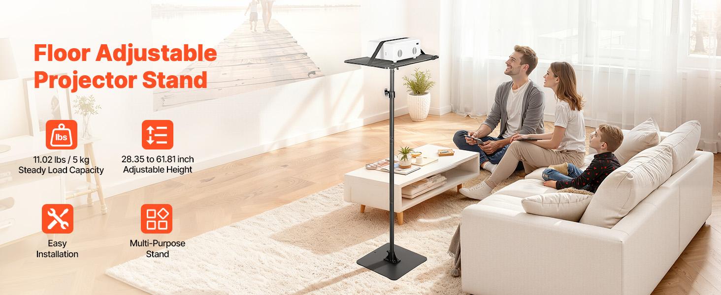 VEVOR Projector Stand, Projector Floor Stand with Adjustable Height 30.3 to 63.4 inch, 360 Horizontal Rotation Projectors Cart for Meetings, Outdoor Movies, Video Stand, Gimbal Mount or Tray Support VEVOR Projector Stand, Projector Floor Stand with Adjustable Height 30.3 to 63.4 inch, 360 Horizontal Rotation Projectors Cart for Meetings, Outdoor Movies, Video Stand, Gimbal Mount or Tray Support