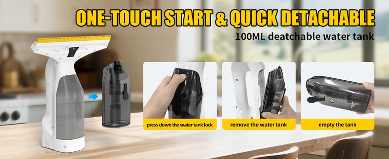 Cordless Window Vacuum Cleaner, Window Cleaner Squeegee Tool Set, Electric Windown Spray Cleaning Tool with 11 inch Squeegee Blade, 2000mAh Battery – Perfect for Showers, Mirrors, Glass, Countertops & Tiles