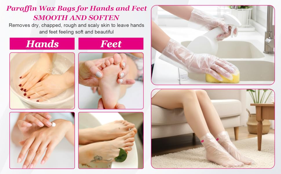 200 Disposable Larger-Size Thicker Paraffin Bath Liners, Plastic Covers for Hands/Feet, Beauty & Personal Care Hand-Foot Care Accessory