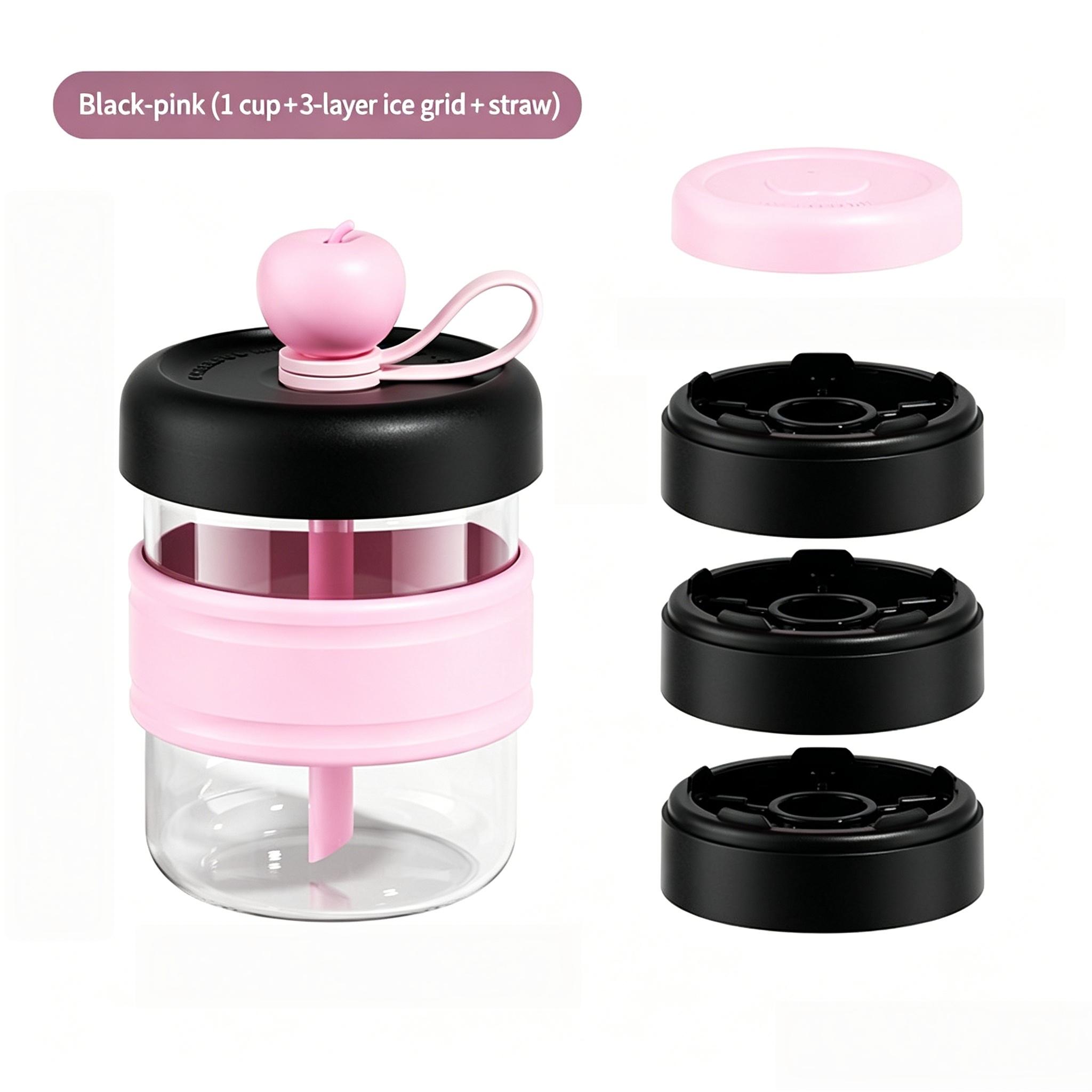 1 Piece Large Capacity Press Ice Cube Cold Brew Cup, Food-Grade Material Leak-Proof Seal, With Straw Easy Release, 2-in-1 Ice Making & Cold Brew, For Commute Outdoor Office Special Portable Practical High-Value