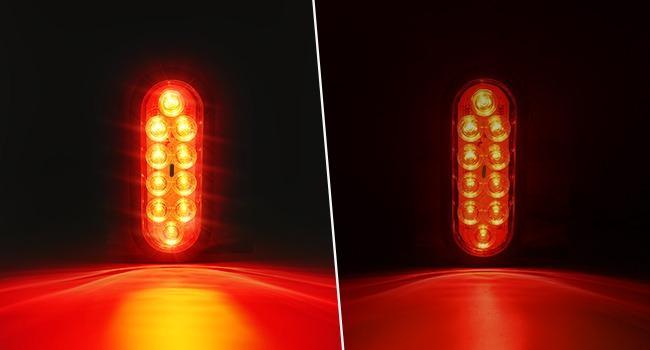 GOOACC 6Inch Oval Trailer Tail Light 4PCS 10LED White Red Stop Turn Signals Reverse Lights w/Surface Mount Grommets Plugs IP67 Waterproof for Truck RV Tractor