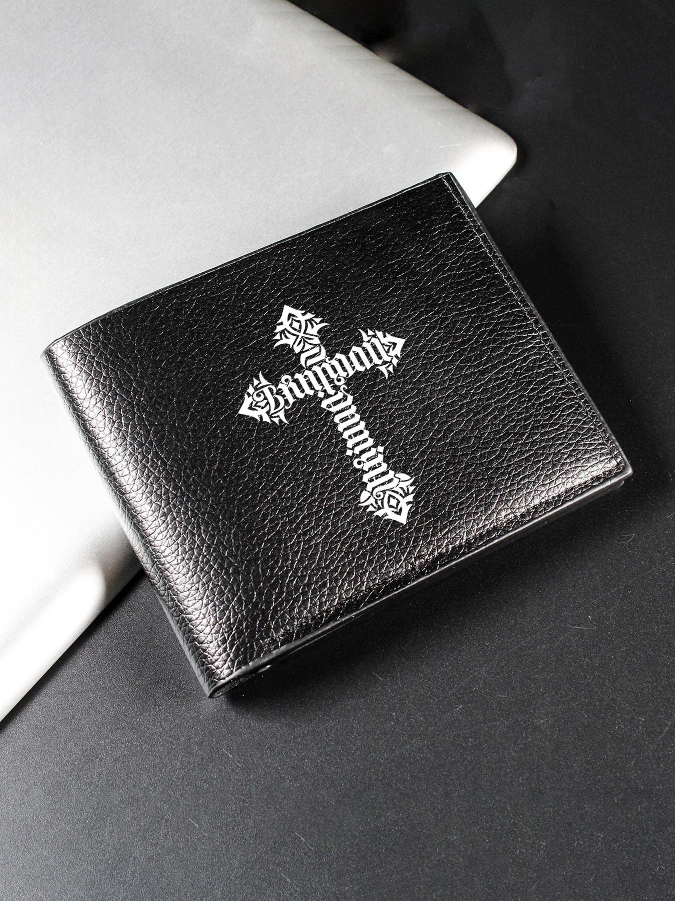 Christian Gothic Cross Men's Wallet, Large Capacity, Multiple Card Slots, Perfect Gift for Spring, Anniversary, Valentine's Day, Travel Essential