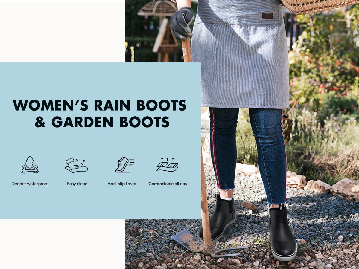 Furuian Women's  Deck Boots work shoes Rain Boots Waterproof&Non-slip Winter boots girl boots Fashionable Ankle Booties  Fishing Gardening Farm Boots Slip On Neoprene Rubber Footwear Chelsea Boots Women boots for Gardening Fishing Boating Camping Sailing