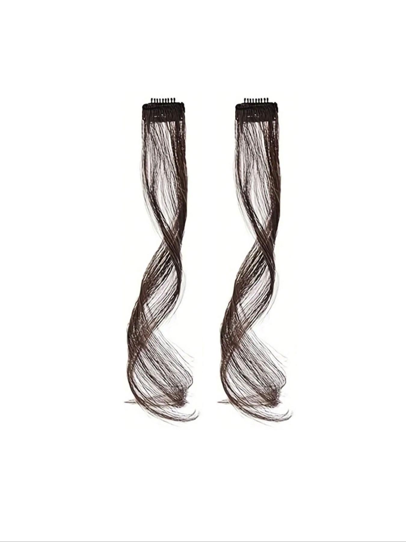 Elegant Body Wave Clip-Invisible Synthetic Dragon Beard Side Bangs ，In Hair Extensions, High Temperature Fiber, Women'S Side Bangs, Christmas Music Festival Hairpiece Temples for Daily Wear, Natural Look for All Hair Types