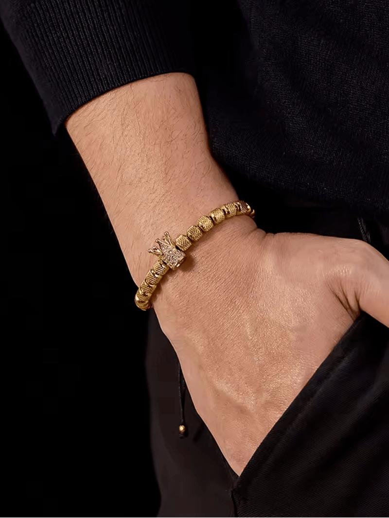 Men's Crown Decor Bracelet, Fashionable Braided Bracelet for Party, Daily Clothing Decor, Trendy All-match & Exquisite Jewelry for Birthday Gift