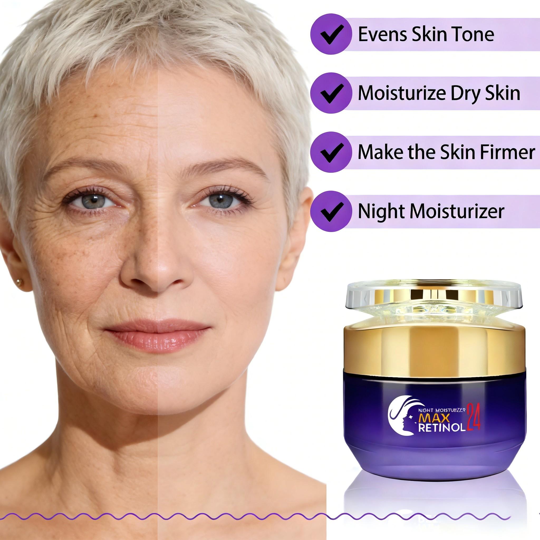 50g Retinol Night Balm, 24-Hour Moisturizer, Anti-Wrinkle, Collagen Peptide, Niacinamide, Hyaluronic Acid, Firming, Brightening, All Skin Types