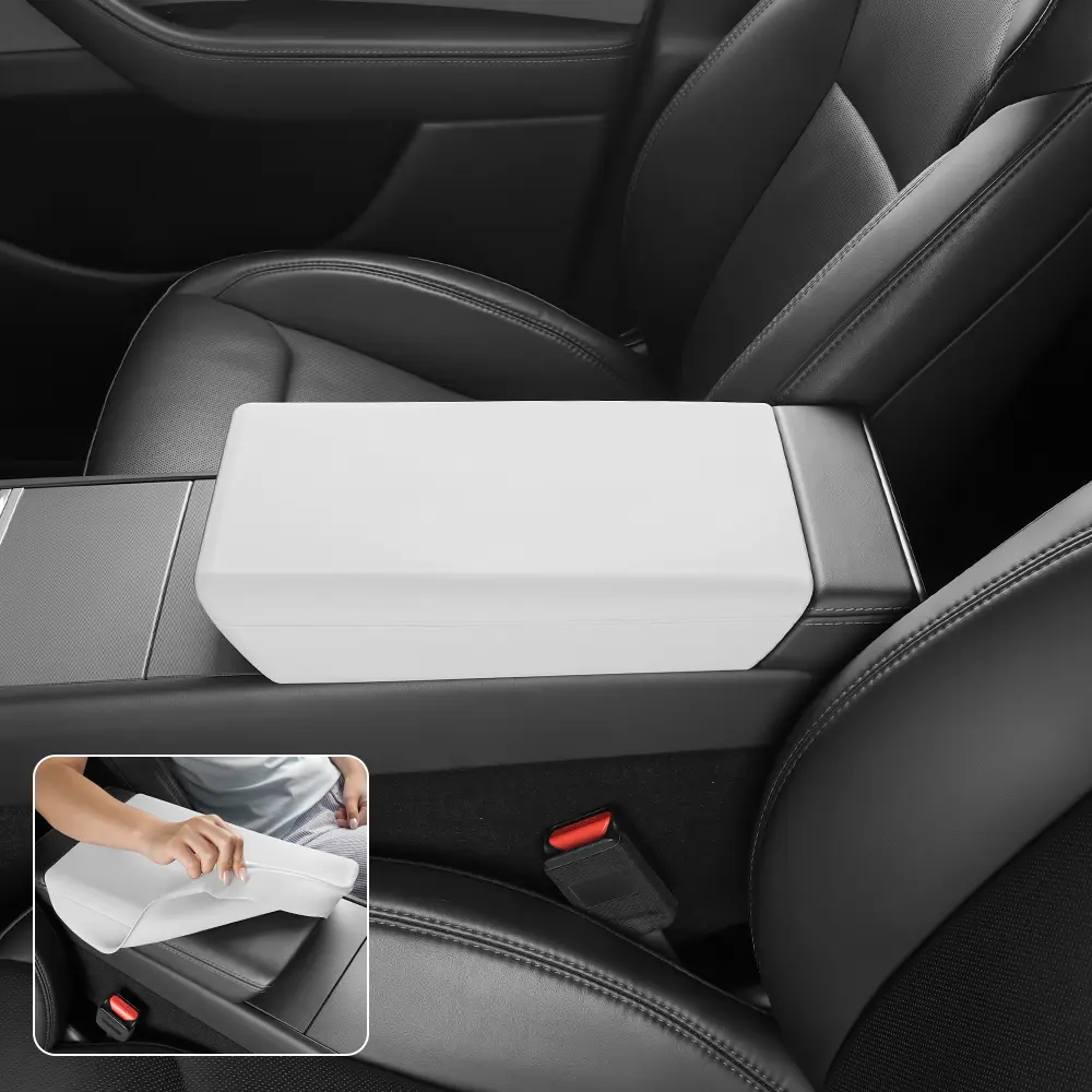 for Tesla Model 3 Highland 2024-2026, for Tesla Model Y Juniper 2025-2026, for Tesla Model Y L 2026 Silicone Center Console Armrest Cover Protector White