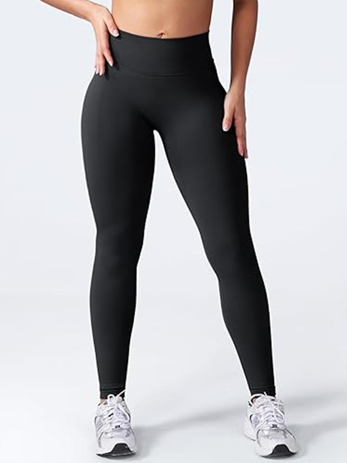 Women's Solid High Waist Sports Leggings, Workout Legging Pants, Breathable Comfortable Seamless Skinny Pants, Ladies Sportswear for Indoor Outdoor Wear