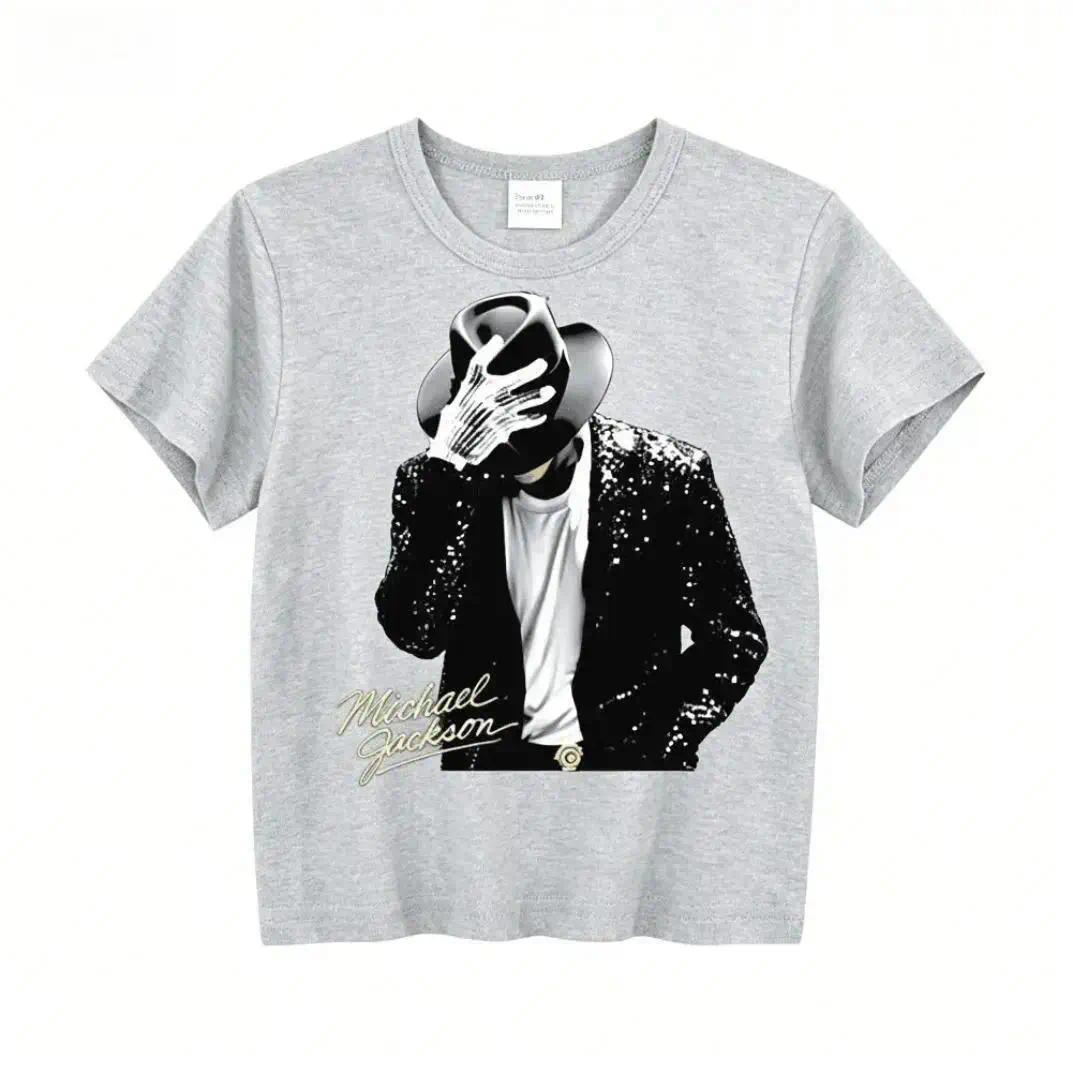 Kids Michael Jackson Print Compression Top - Pure Cotton, Breathable, Loose Fit Sports Tee for Boys & Girls, Soft Casual Outdoor Workout/Summer Daily Gift (Sports & Outdoor Clothing), Michael Print