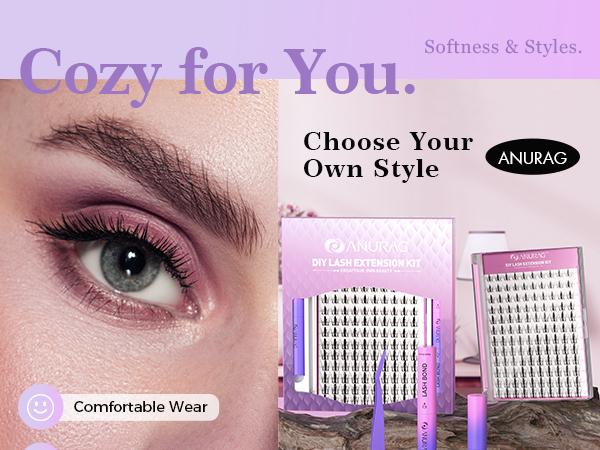 ANURAG Lash Extension Kit 140pcs Wispy Lash Clusters Kit 9-17mm Natural Cluster Eyelash Extensions with Lash Bond and Seal and Lash Tweezer C Curl DIY Lash Extensions Kit For Beginners，Christmas gifts, New Year gifts, Black Friday