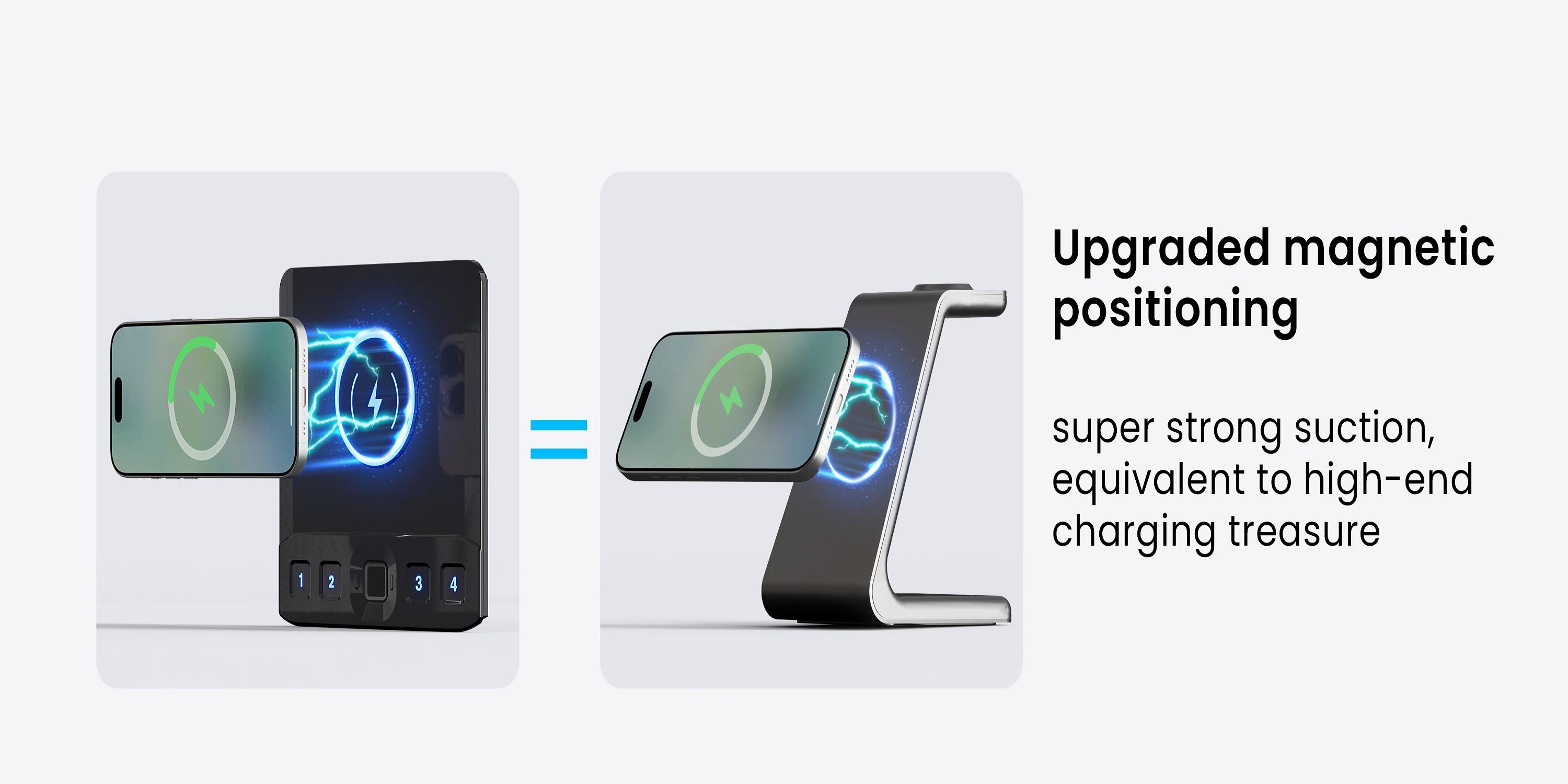 Grimtron Biometric Safe with LED Clock (Doj Certified)with 2-in-1 Watch & Phone Wireless Charging, BacklitKeypad, LED Light, Desk Nightstand Auto Pop-up Unlock(0.23 cu.ft.) Version 2.0