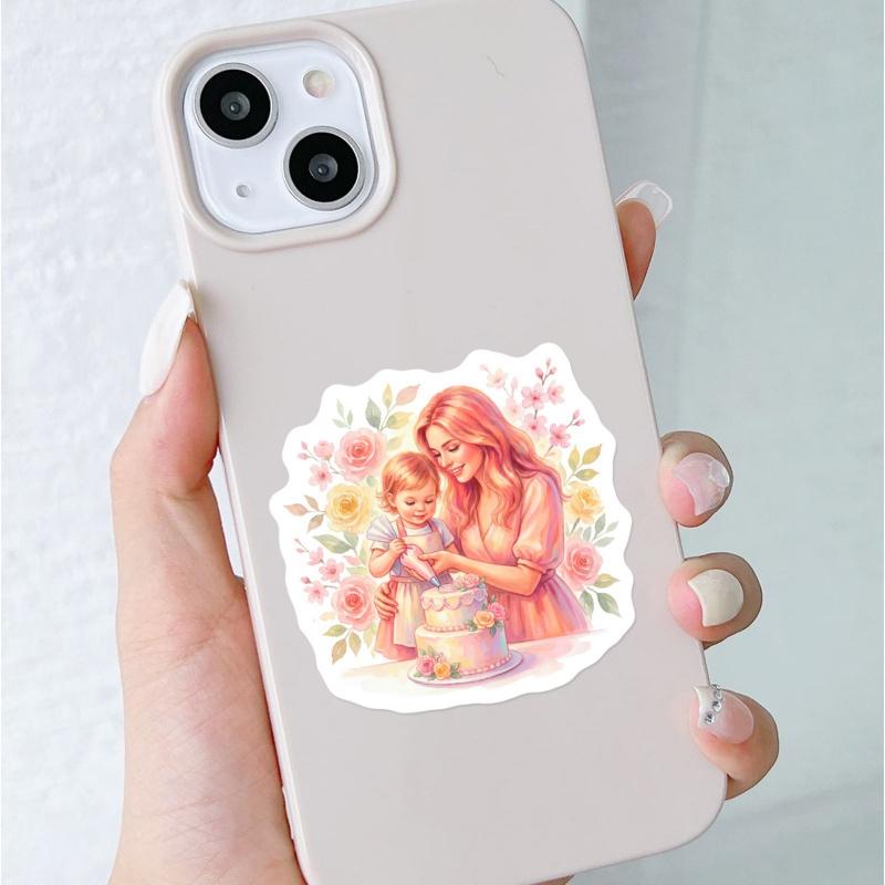 New watercolor Mother's Day floral stickers with motherly love theme, 50 sheets Ins-style gift packaging decoration stickers