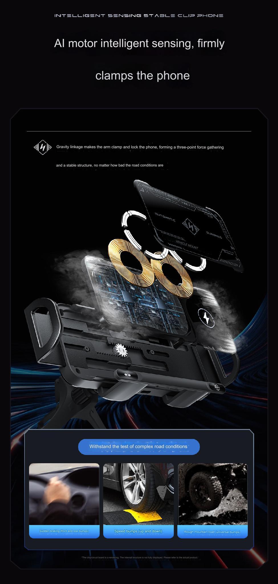 Wireless Car Charger, Auto Clamp Car Charger, Phone Charging Phone Holder Car Gadgets for Smartphone Mount, Car Accessory Items, Multifunctional Charger, suitable for 6-7.2-inch mobile phones,Under 18cm Tablets,Valentine's Day great gift