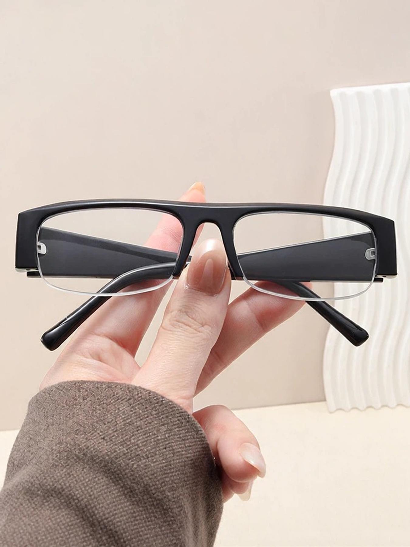 1Pcs High-End Narrow Frame Light Luxury Glasses, Fashionable Brand Besign Half Frame Glasses, Computer Blue Light Protection, Simple Outdoor For Women.