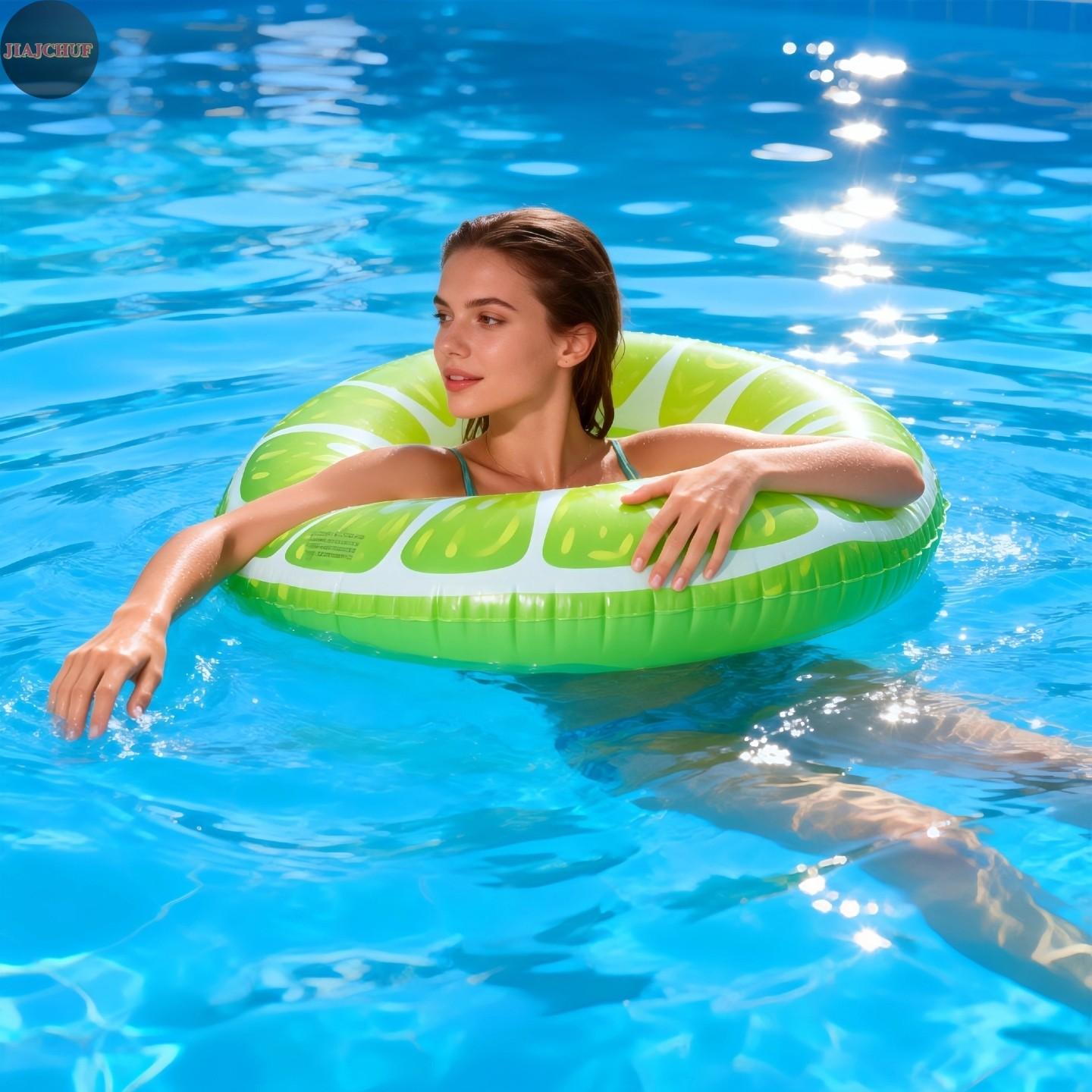 Vibrant Slice Inflatable Pool Float, Transparent Buoyancy Swim Ring for Summer Beach Photos, Kids & Teens Fun Swimming Tube, Portable Water Party Toy