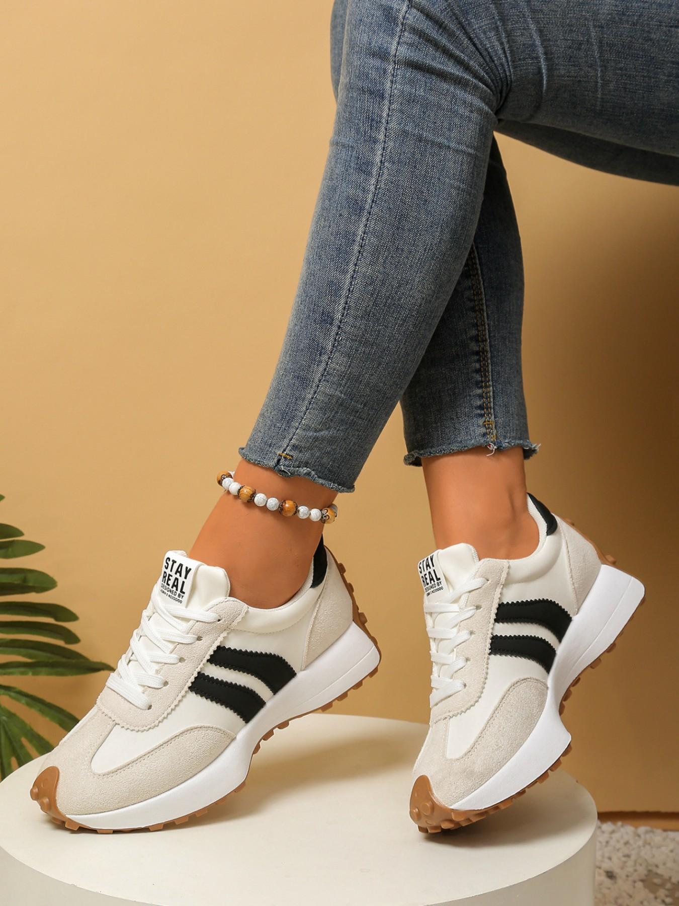 Spring Summer Retro Aggressive Shoes Women, Imitated Deer Skin Material, Casual Training Shoes, Anti-Slip Thick Sole, Outdoor Shopping Commute