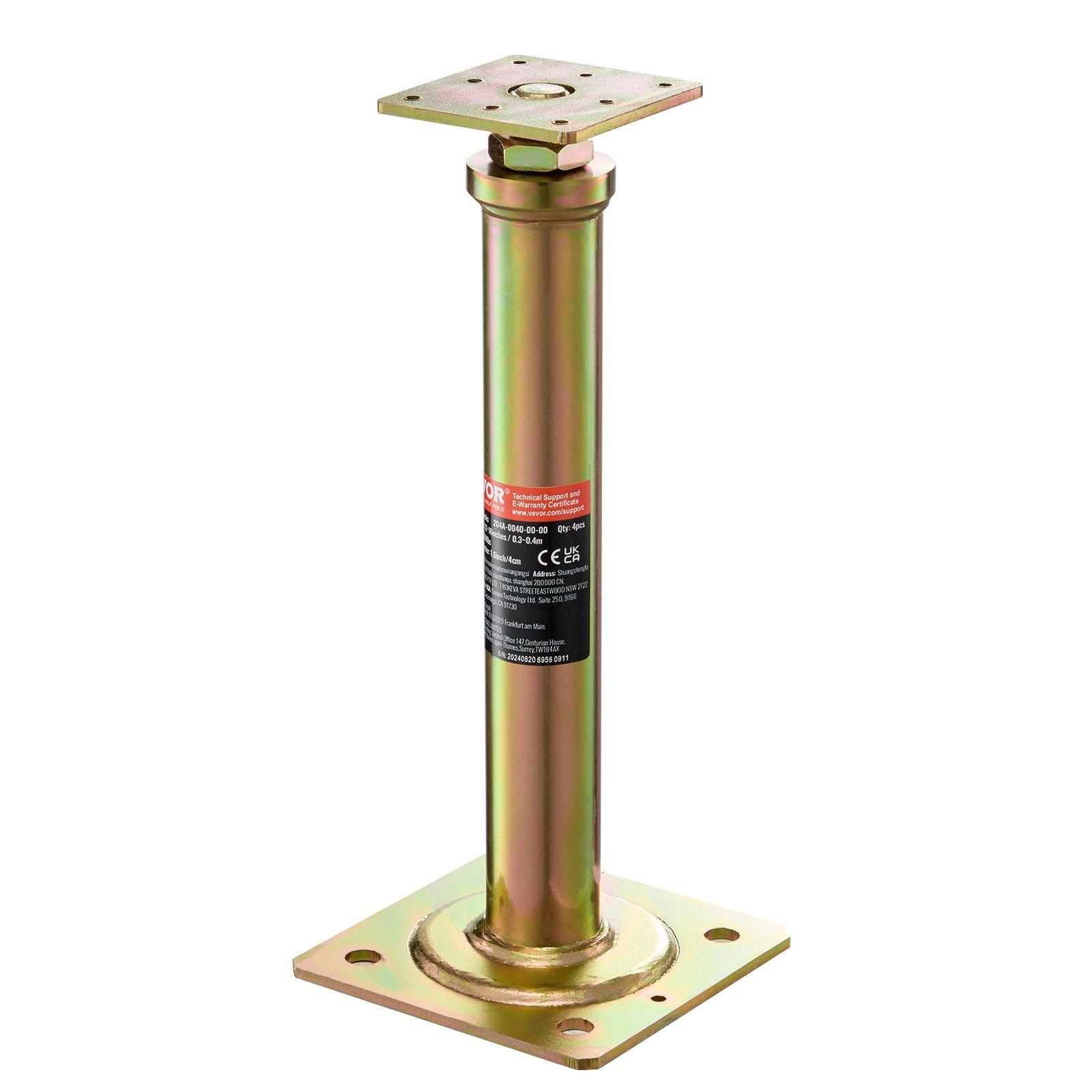 VEVOR House Floor Jacks, 4 Pack, 11.6"-16" Height Range, 2500 lbs Max Load Capacity Per Unit, Adjustable Support Beam Basement Jack Post for Leveling, Galvanized Telescoping Jack for Temporary Support
