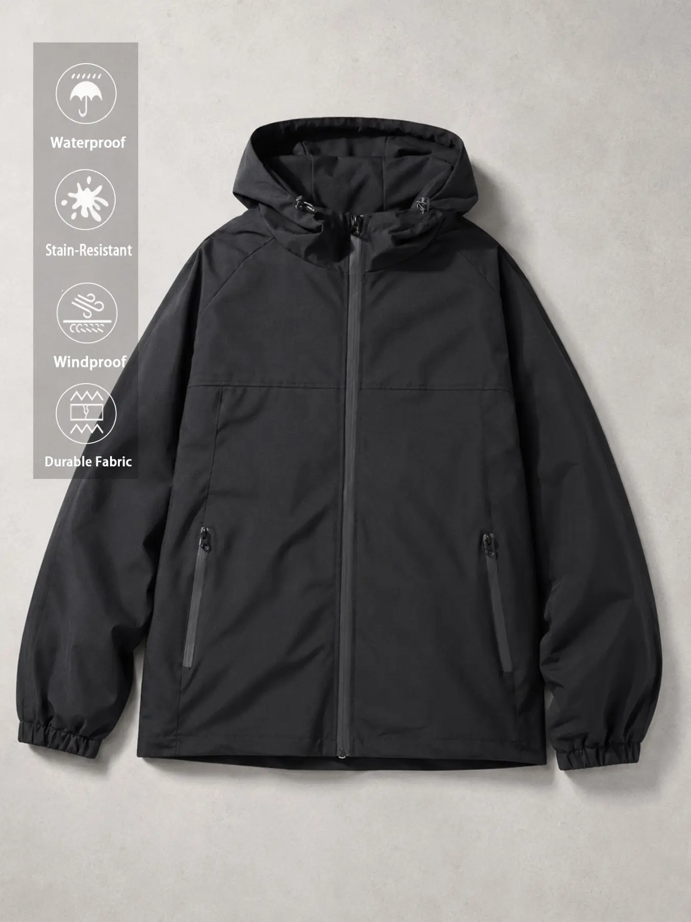 Men's Outdoor Soft Shell Jacket, Hooded Windproof Coat, Fall Sports Casual Zipper Jacket, Simple Stormproof Outerwear