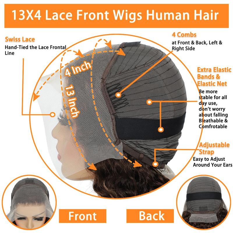 Chocolate Brown Lace Frontal Wigs Human Hair 13x4 Body Wave Lace Front Wigs for Women 180% Density Glueless Wigs pre Plucked with Baby Hair