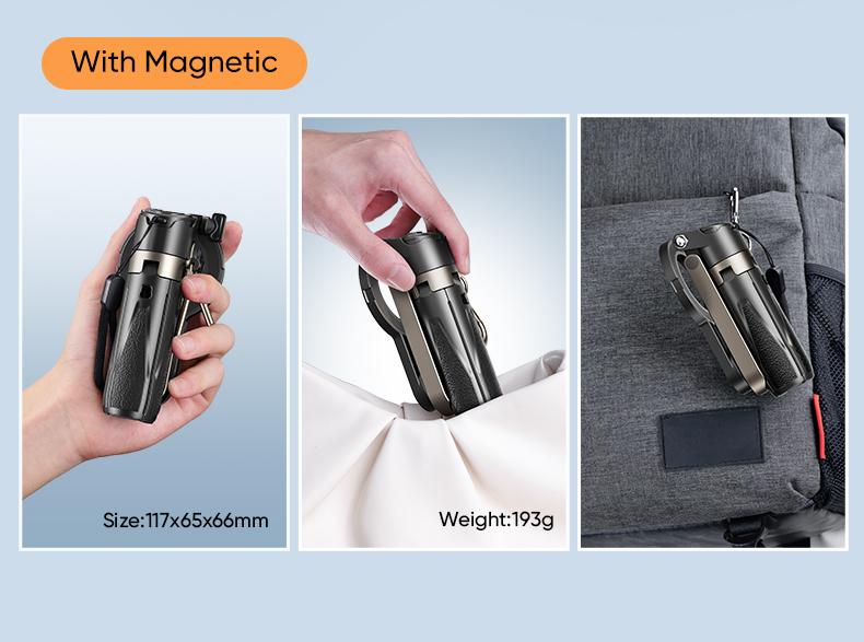 MAGIC JOHN 4-in-1 Multifunctional Magnetic Selfie Stick – 360° Rotation, Compact & Stylish, With wireless Bluetooth control, Magnetic Phone Holder for Selfies/Video Recording/Vlogging, Compatible with Most Phone Modes
