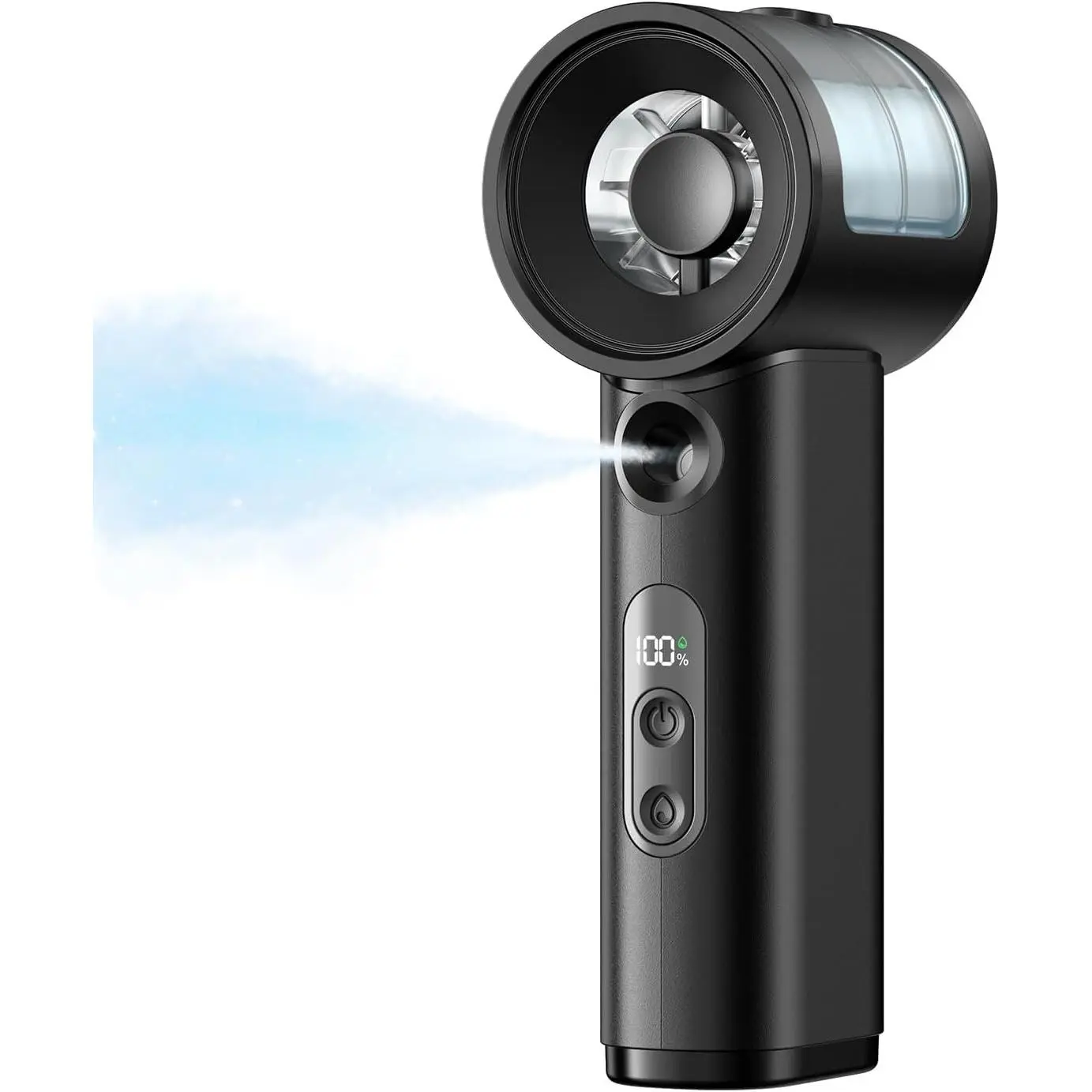 Handheld Misting Fan Portable - 5000mAh Rechargeable Battery, Powerful Turbo Personal Mister Fans, 5 Speed, Mini Water Spray Mist Hand Fan for Travel, Outdoors, Beach Vacation (Black)Gift.