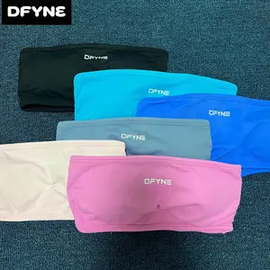 DFYNE Seamless Strapless Sports Bra for Women - Padded Tube Top Bandeau Workout Bra Comfort Wireless Gym Yoga Crop Top