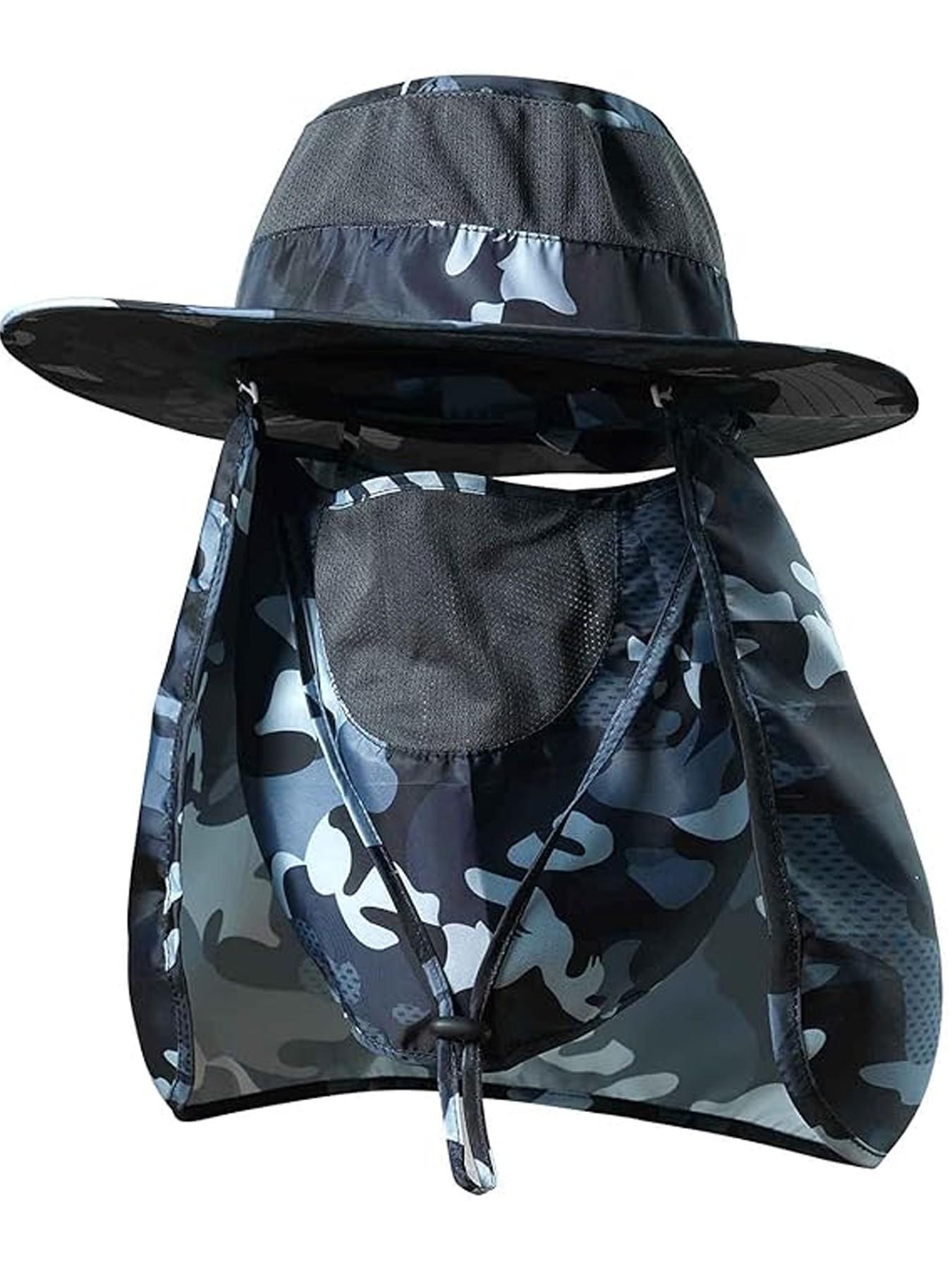Outdoor UV Sun Protection Wide Brim Fishing Cap with Removable Flap