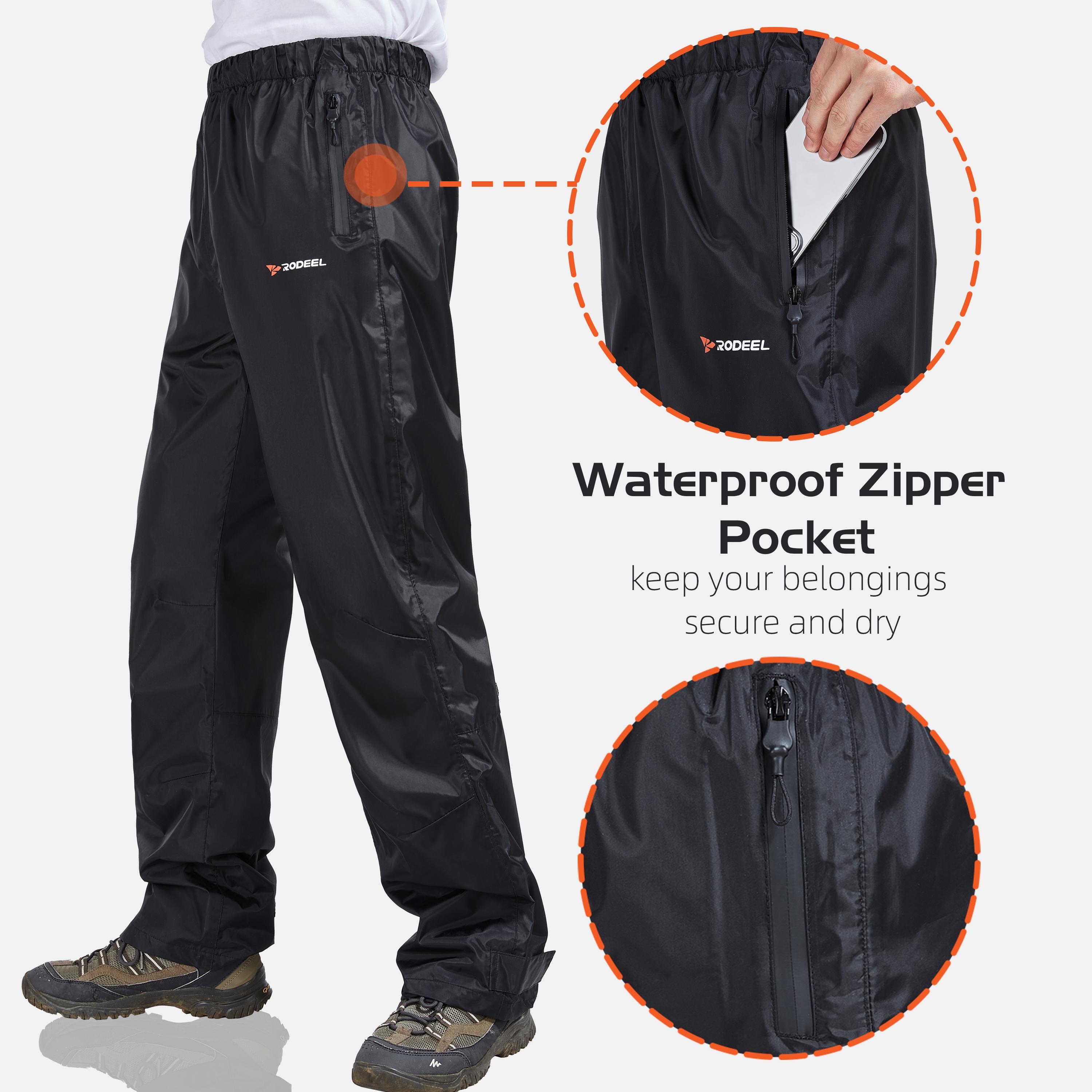 【RODEEL】723 Waterproof Pants Men Lightweight Breathable Rainproof Bottoms Durable Rain Trousers Weatherproof Rainwear For Outdoor Sports Hiking Camping Fishing Boating Car Washing Construction Roofing Landscaping Gardening Workwear, Holiday Gift