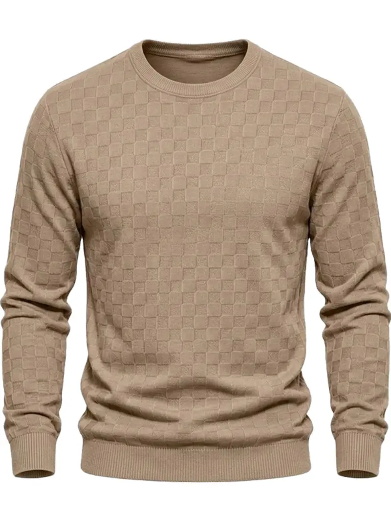4-Pack Men's Plaid Knit Sweatshirts, Textured Grid Pattern Long Sleeve, Soft Lightweight Casual Top, Ideal for Fall Winter Streetwear 4-Pack Men's Plaid Knit Sweatshirts, Textured Grid Pattern Long Sleeve, Soft Lightweight Casual Top, Ideal for Fall Winter Streetwear