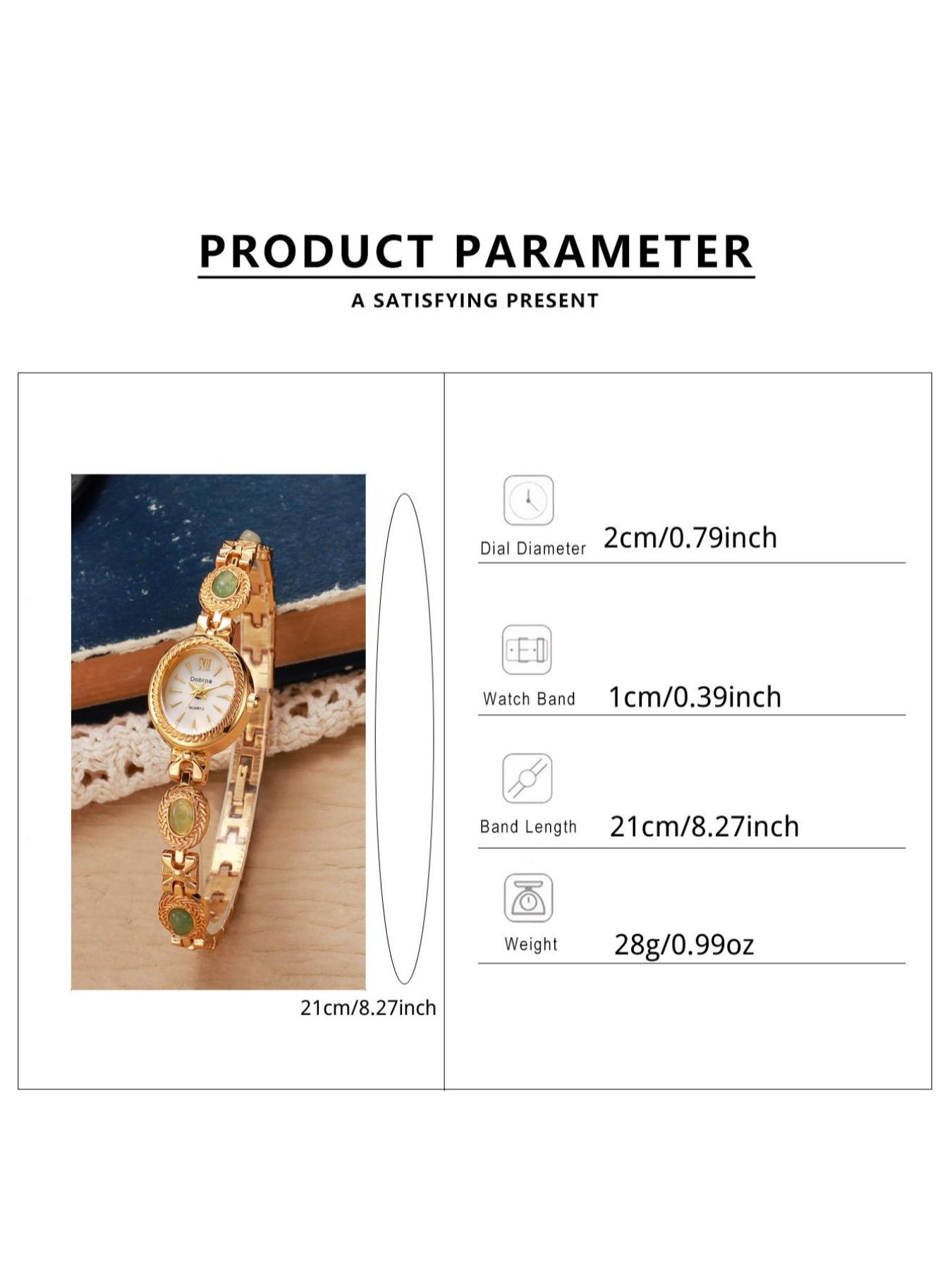 New Women's Vintage Rich East Ling Stone Chain Watch, Unique Ethnic Style, Luxury Mid-Age Decoration, Casual Analog Quartz, Round Dial Watch, Fashionable Wristwatch, Fashion Wristwatches, Casual Trendy Wristwatch, Fashionable Watches