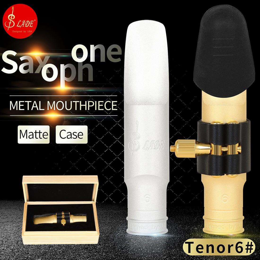 SLADE Brass Alto Sax Metal Mouthpiece Silver or Gold Plated with Wooden Gift Box, Sax Mouthpiece Upgrade for Practice Performance Gift