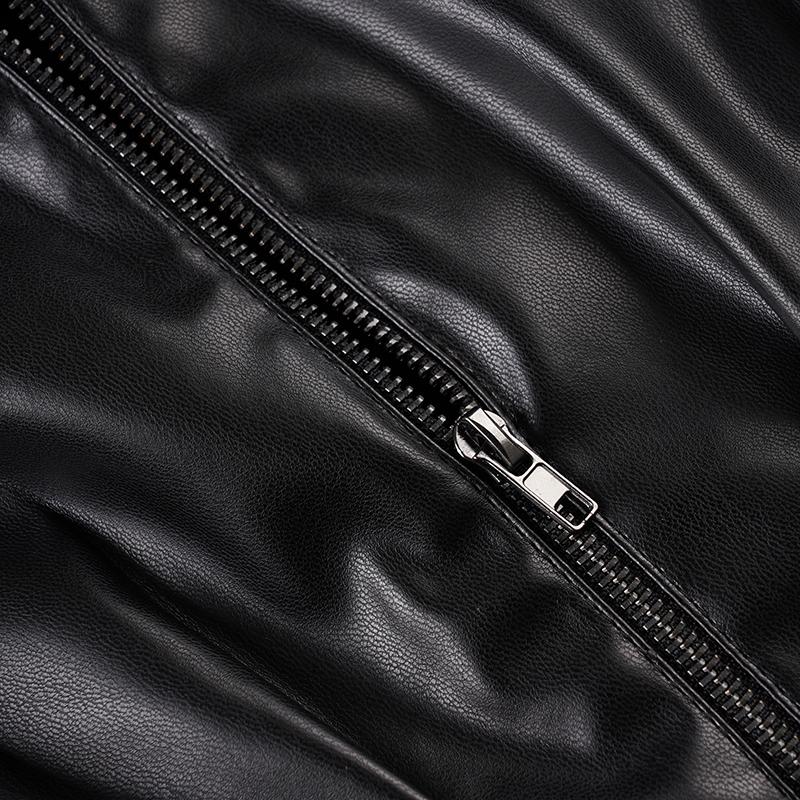 Women's Street Style Faux Leather Long Sleeve Jacket, Winter Slim Fit Biker Coat with Zipper Design, Casual Fashion Outerwear for Women