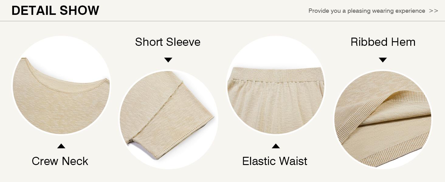 Imily Bela Women's 2 Piece Travel Outfits Casual Short Sleeve Knit Pullover Tops Wide Leg Pants Lounge Sets Tracksuit