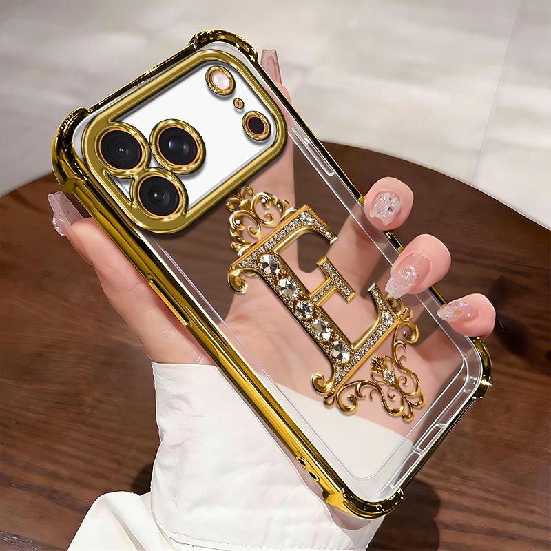 Suitable for [iPhone 17 Pro Max] high-end phone case🥰，Features a premium-look printed design—not actual 3D diamond studs，Choose from any of the 26 letters. YM99