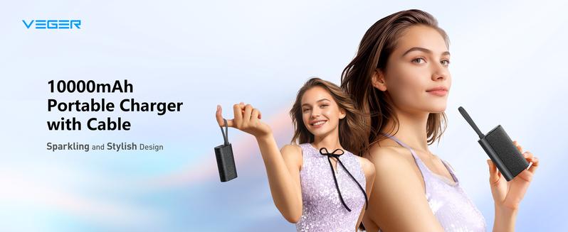 VEGER Ultra-Portable 10000mAh Power Bank with Detachable Cable 20W Fast Charging Cute Travel Charger for Smartphones, Stylish On-the-Go Battery Pack  #TikTokShopRestock